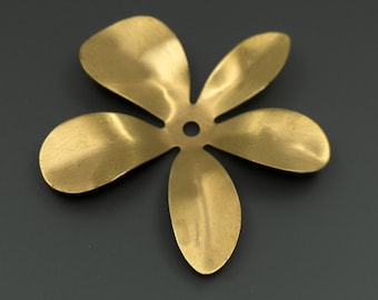 Large Brass Flower Focal with Rivet Center Hole, Brass Flower,, US Brass Component, Satin Brushed Brass