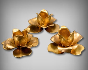 Large Brass Rivet Flower: Layered Petal Jewelry Findings (33.6 MM)