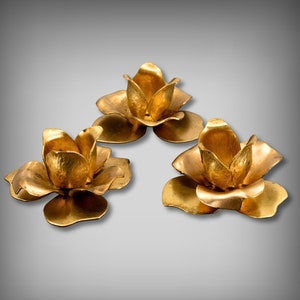 LARGE Brass Rivet Flower, Brass Findings, Brass Rose, Brass Layered Petal Leaves, Layered Rivet Flower, Jewelry Findings, Jewelry Supplies