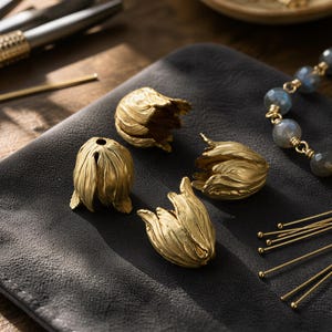Large Brass Tulip Bead Caps: USA-Made Jewelry Findings (22 MM)