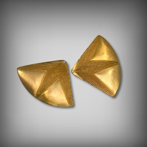 Art Deco Brass Triangle Earring Drops: Vintage Jewelry Findings