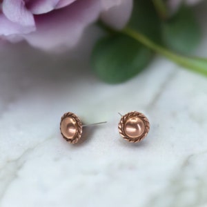 Copper Earrings Studs, Solid Copper Post Earrings Hypoallergenic Steel Posts, Mini Copper Stud Earrings, Dainty Small Solid COPPER Earrings