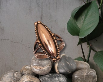 Copper Navette Ring, Solid COPPER Jewelry, Pure Copper Oval Ring, Copper Fixed Size Band Ring, Oval Copper Ring, UrbanroseSupplies