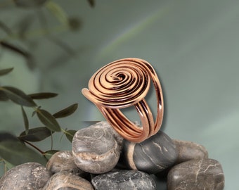 Beautiful Copper Wire Ring in a hand wired design of Pure solid Copper. Durable Heavy Swirl Design