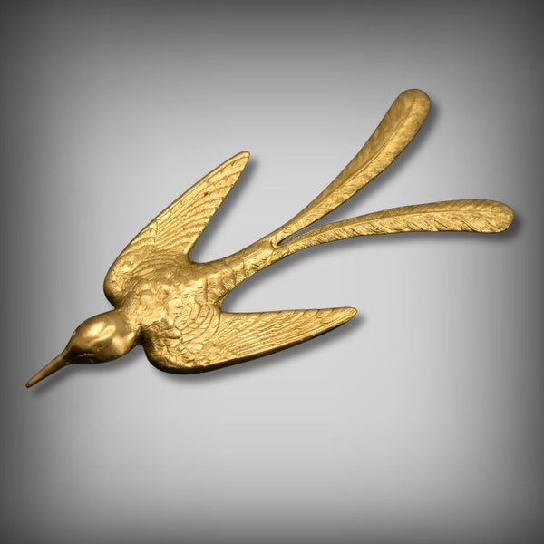 Brass Hummingbird Focal, Brass Swallow Component, Jewelry Findings, Brass Focal, Brass Stampings, Brass Bird Stamping, UrbanroseSupplies