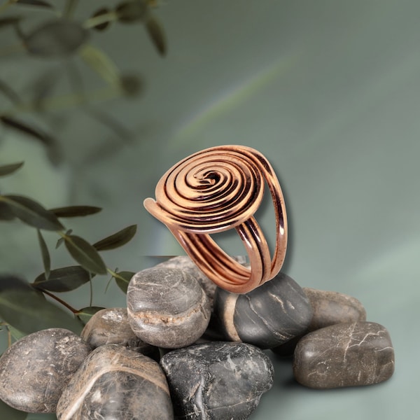 Beautiful Copper Wire Ring in a hand wired design of Pure solid Copper. Durable Heavy Swirl Design
