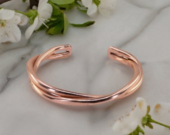 7.5 Inch Double Twisted Solid Copper Wire Bracelet With Smooth Edges. Great for Therapy, Men's & Women's Copper Bracelet