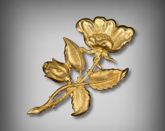 Brass Flower Stamping: Floral Jewelry Findings (58.7x35mm)