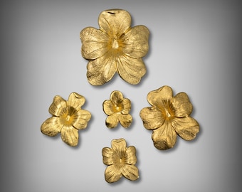 Raw Brass Pansy Stampings: Textured Flower Jewelry Findings, 5 Sizes