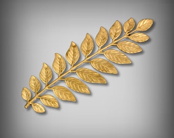 Raw Brass Fern Leaf Stamping: 90mm Jewelry Component