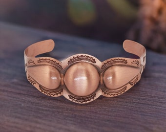 Copper Jewelry, COPPER Bracelet, Solid COPPER Cuff, Wide Bead Copper Cuff, Lacquered Copper Cuff Bracelet, Pure Copper Cuff Bracelet