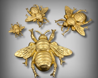 Unplated Brass Bumble Bee Stamping - Choose Your Size