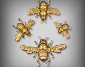 Raw Brass Honeybee Stamping: Insect Jewelry Findings
