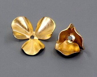 Brass Bead Caps, Brass Findings Brass PETALS Bead Caps, Deep Flower Bead Caps, Open or Closed Rose Petal Bead Caps, UrbanroseSupplies