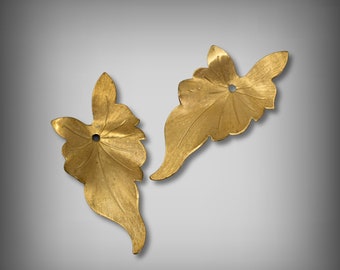 Brass Philodendron Leaf Findings: Textured Leaf Pendants (59 MM)