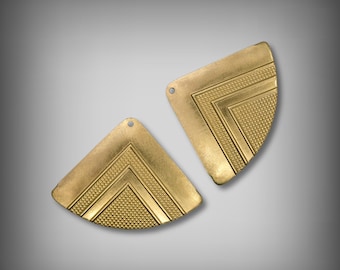 Brass Earring Drops, Art Deco Stampings | Unplated Brass| 38Mm, Usa Made, Hole-Punched Pair
