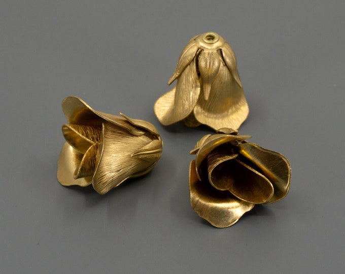 Bud Caps For Roses Brass Bead Caps, LARGE Brass Rose Bud Bead Caps, Fancy Bead Caps ...