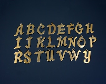 Matte Gold Plated Brass Initial Charms: DIY Jewelry (3/4 inch)
