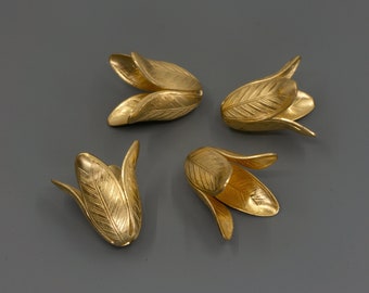 Textured Brass Petal Bead Caps: Rose Flower Jewelry Supplies