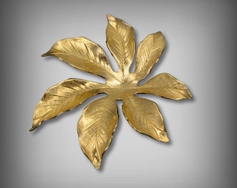 Large Brass Leaf Stamping: Textured Pointed Leaf Finding (52.6x57.6mm)