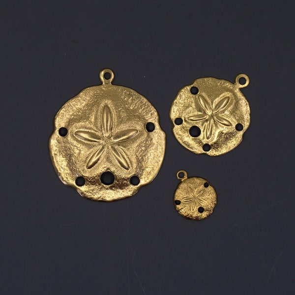 Brass Sand Dollars, Brass Findings, Sand Dollar Charms, Jewelry Supplies, Brass Pendants, Brass Earrings, Choose from 3 Sizes