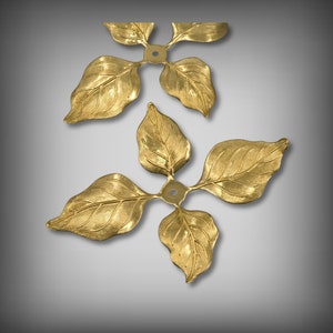 Brass Findings, Brass Leaves, Brass 4 Petal Leaves, Brass Leaf Components, Jewelry Findings, Jewelry Supplies, US Brass Components, LARGE