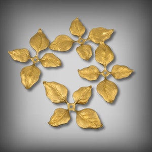 Brass Leaves, Brass Rivet Spray, Brass 4 Petal Leaves, Brass Leaf Components, Brass Findings, Jewelry Supplies, MEDIUM, UrbanroseSupplies