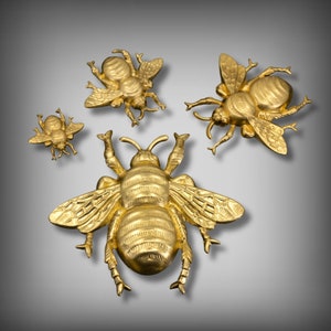 Brass BUMBLEBEE, Brass Bee, Gold Bees, Insect Stamping, Brass Findings, Unplated Brass Honeybee, Choose From 4 Sizes These are NOT doorknobs