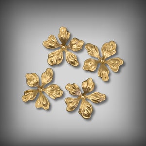 Brass Flower, Ridged Brass Flower, Brass Stampings, Brass Findings, Jewelry Supplies, Brass Components, Brass Flower Spray