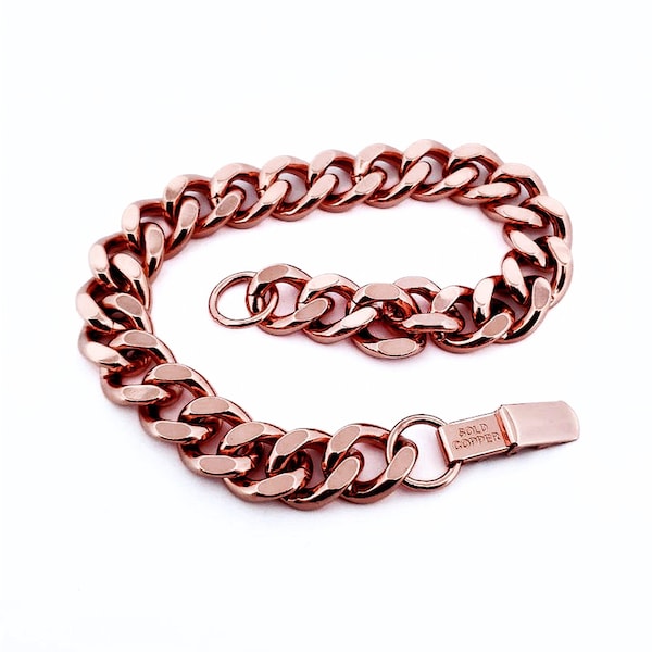 MENS HEAVY Copper Bracelet, Heavy Copper 9-Inch Miami Link Bracelet, Solid COPPER Bracelet, Copper Chain, Copper Jewelry,  Copper Cuff