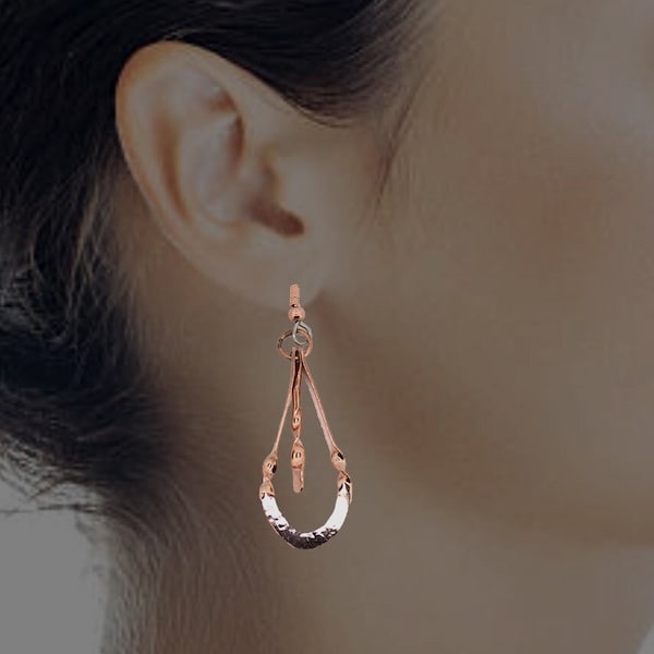 Pure Copper Earrings, Copper Dangle Earrings, Hypoallergenic Steel Ear Wires, Hammered Copper Earrings, Solid COPPER Earrings, 6 Styles