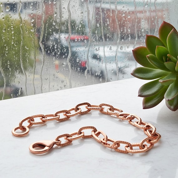 Textured Copper Cable Link Bracelet: Men's and Women's Jewelry
