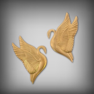 Brass Bird Focal, Matching Swan Pair | Nickel-Free USA Alloy | Detailed Tooling, 2.25 X 1.25 Inches