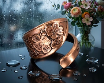 Copper Dogwood Flower Ring: Tennessee Spoon Jewelry, Adjustable