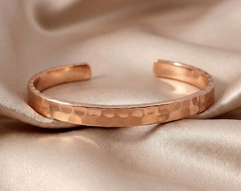 Heavy Solid Copper Bracelet: Hammered Finish, Therapy Jewelry
