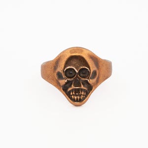 Solid Copper Skull Ring: Fixed Size Skeleton Band