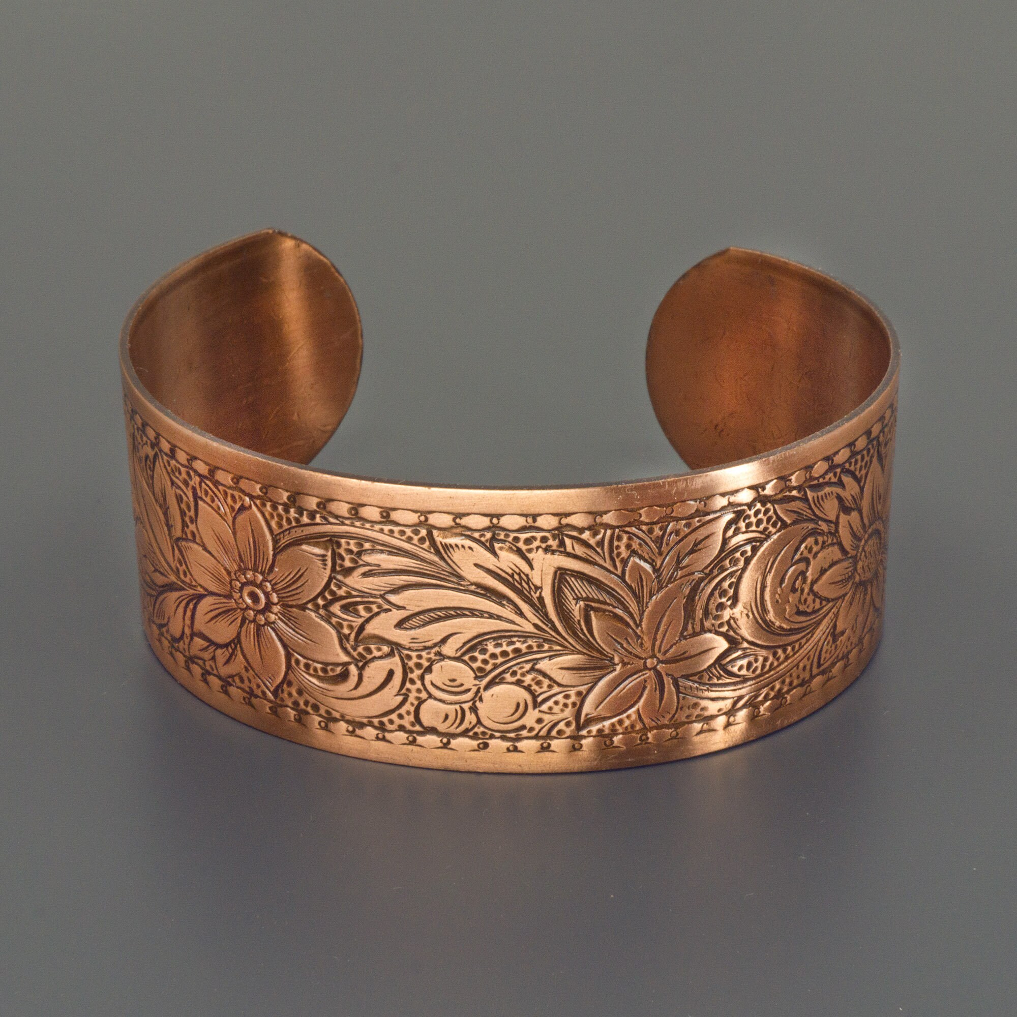 COPPER Bracelet Copper Jewelry Solid COPPER Cuff Embossed Etsy