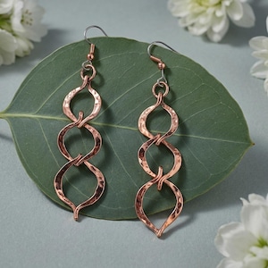 Hammered Copper Earrings: Solid Circles with Steel Ear Wires