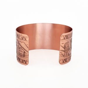 Copper Cuff MEXICAN Motif Design, Pure COPPER Cuff Bracelet, Etched Copper Cuff Bangle, Healing Copper Cuff Bracelet image 10