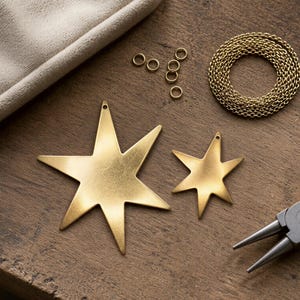 Brass Starburst Pendants: USA Jewelry Supplies, Two Sizes, Top Hole Drilled