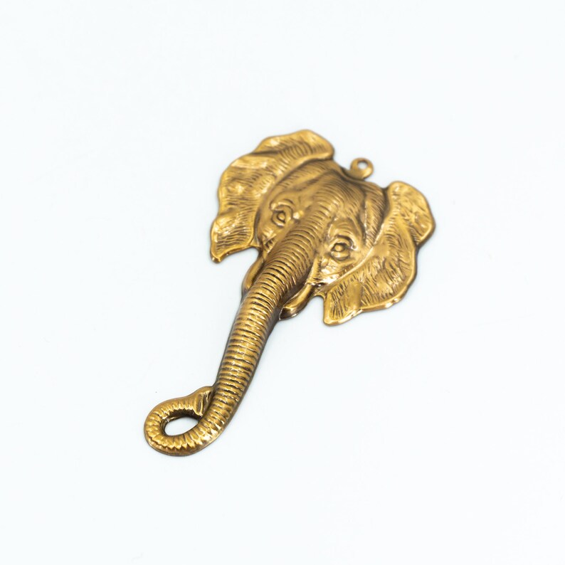 Elephant Trunk Pendant Brass Elephant Head Stamping Brass Etsy