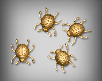 Brass Ladybug Stampings: Jewelry Making Supplies (15.5 MM)