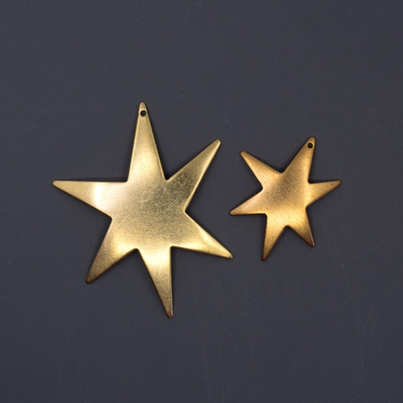 Brass Starburst Pendants: USA Jewelry Supplies, Two Sizes, Top Hole Drilled