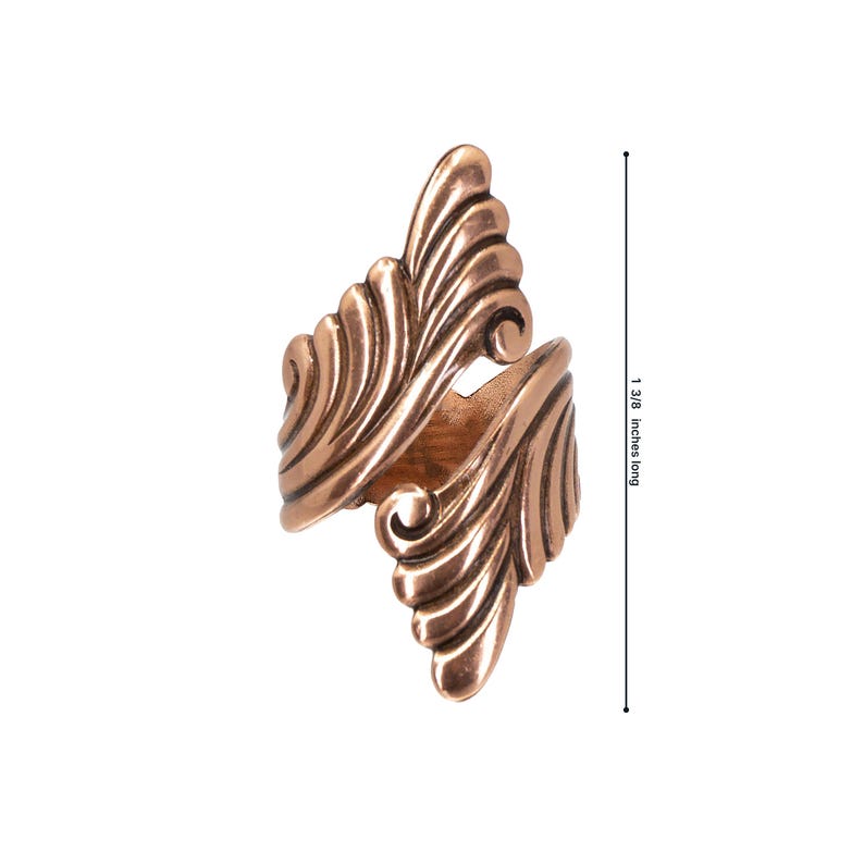 Copper Scroll Ring: Adjustable Bypass Wrap with Antique Finish image 4