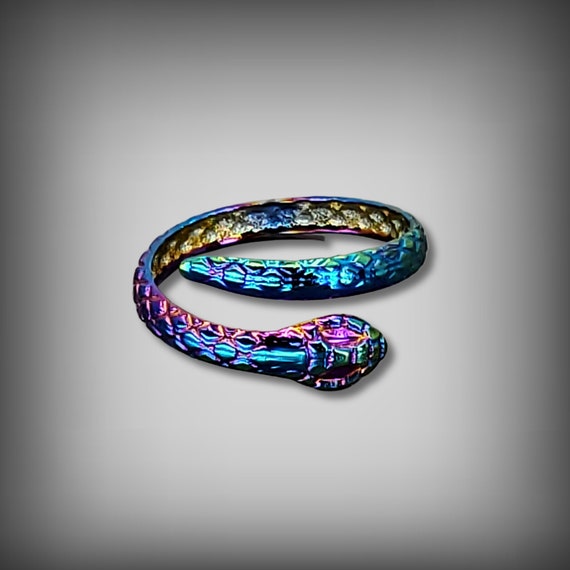 RAINBOW METAL Ring Snake Ring Serpent Ring Iridescent Ring