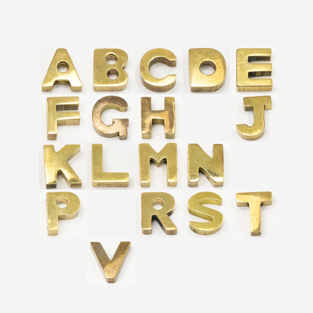 Gold Brass Letters, Letter Charms, Alphabet Letters, Initial Letters