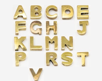 Gold Plated Brass Alphabet Charms: DIY Jewelry Letters (12mm)