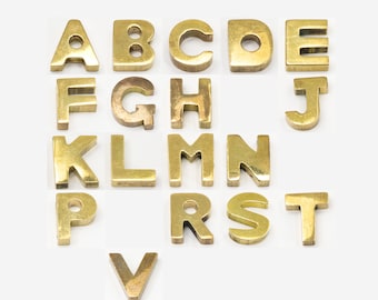 Gold Brass Letters, Letter Charms, Alphabet Letters, Initial Letters, Brass Alphabet Charms, Alphabet Initial Charms