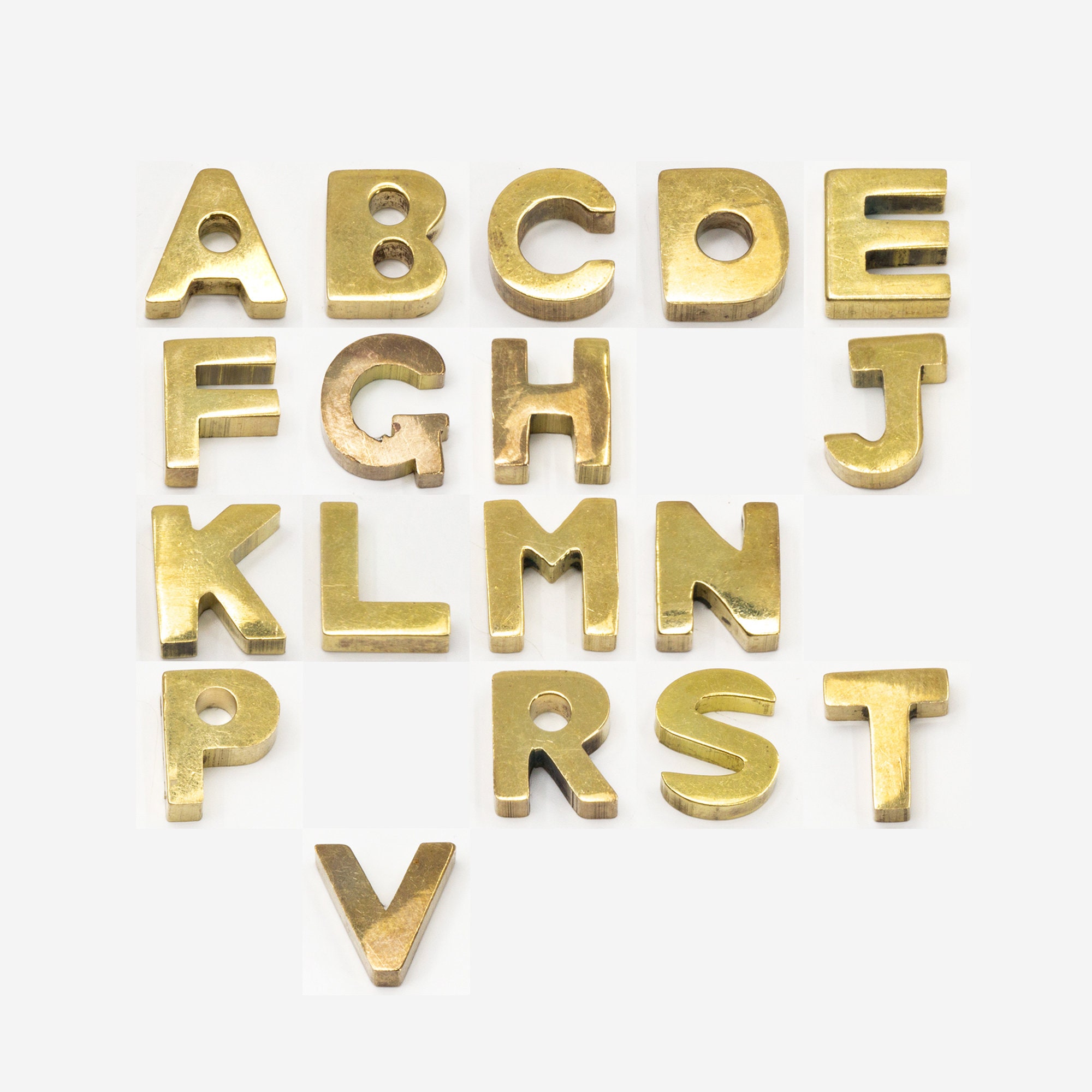 Gold Brass Letters Letter Charms Alphabet Letters Initial Etsy