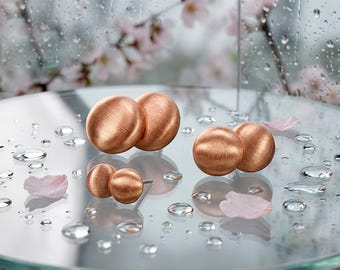 Pure Copper Button Stud Earrings: Hypoallergenic Surgical Steel Posts - Three Sizes